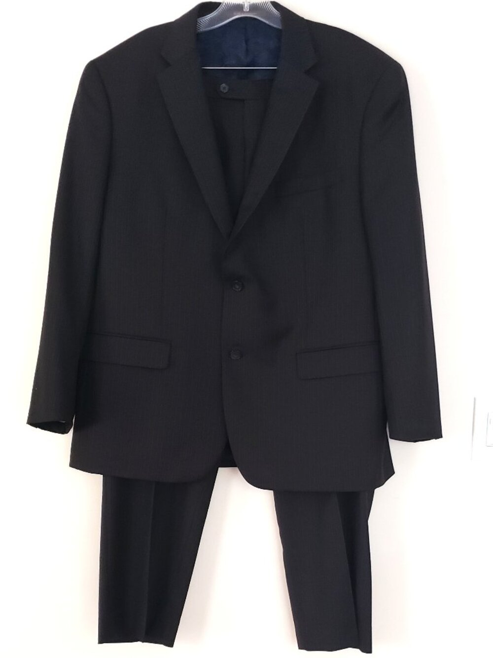 Tasso Elba Men's 44L Black Striped Wool Blazer Jacket Pants 36x31 Suit 2 Pc